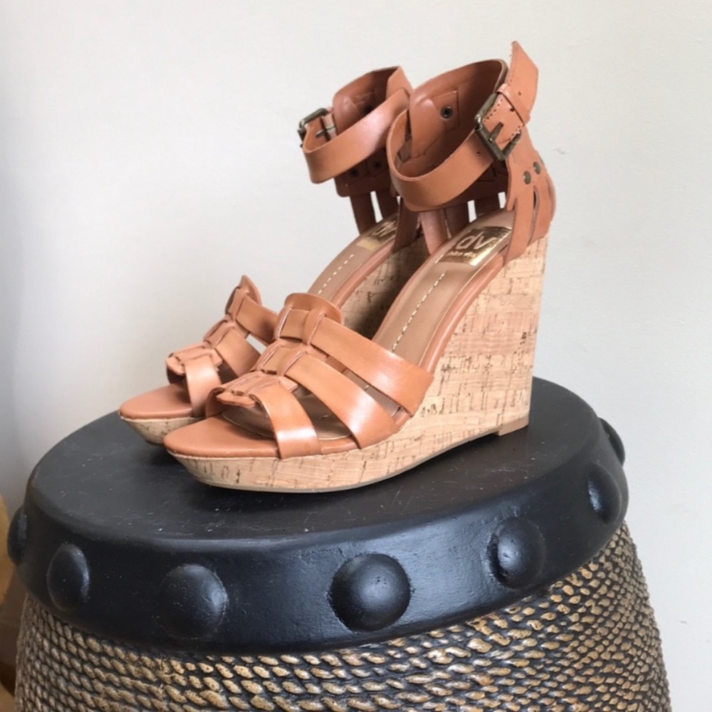 New Dolce Vita Cadby leather woven cork wedge